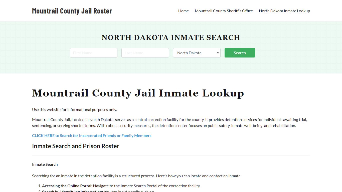 Mountrail County Jail Roster Lookup, ND, Inmate Search