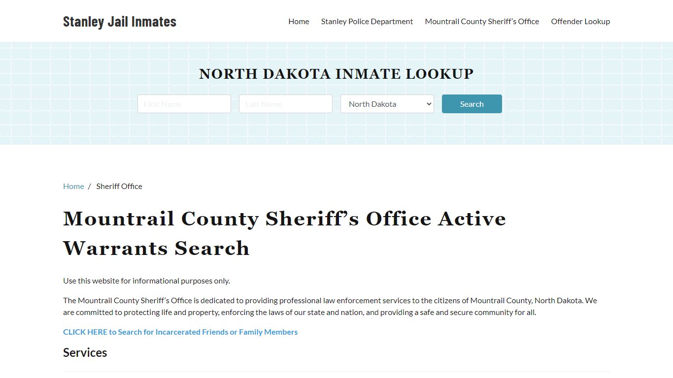 Mountrail County Sheriff Office, ND Warrant Lookup