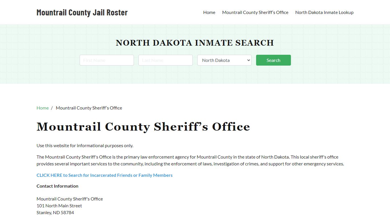 Mountrail County Sheriff Office, ND, Arrest Warrants Search